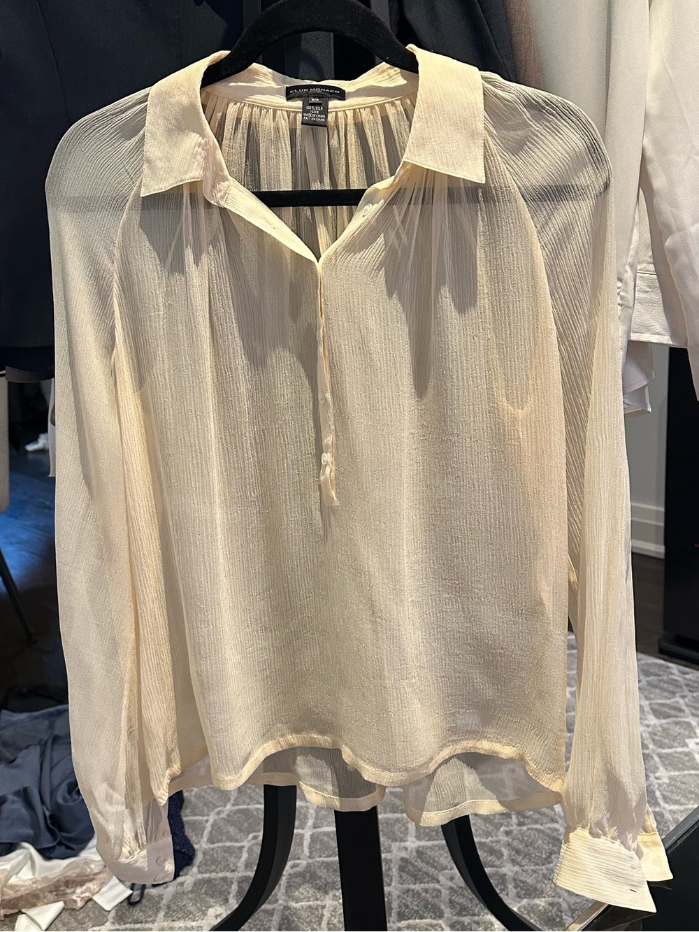 Sheer 100% silk Club Monaco blouse